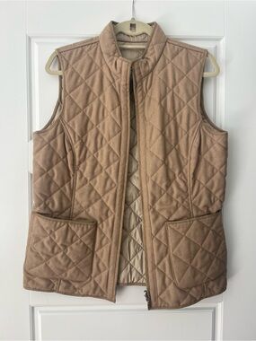 Quilted Sleeveless Puffer Vest - Tan